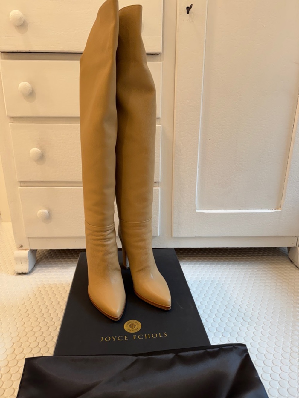 Joyce Echols wrangler boot.  100% Leather Over-the-Knee Boots. Made in Italy.